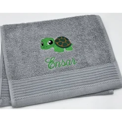 Gästehandtuch ( 30 x 50 cm ) + Schildkröte Motiv (#Nr. 70) + Name / Kinderhandtuch