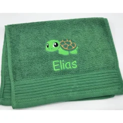 Gästehandtuch ( 30 x 50 cm ) + Schildkröte Motiv (#Nr. 70) + Name / Kinderhandtuch
