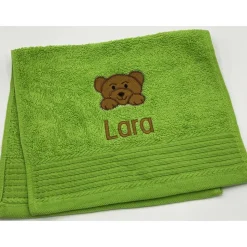 Gästehandtuch ( 30 x 50 cm ) + Teddykopf Motiv (#Nr.08) + Name / Kinderhandtuch