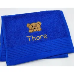 Gästehandtuch ( 30 x 50 cm ) + Teddykopf Motiv (#Nr.08) + Name / Kinderhandtuch