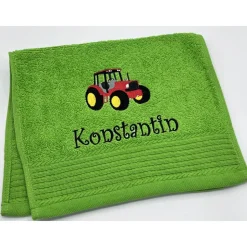 Gästehandtuch ( 30 x 50 cm ) + Traktor Motiv Nr. 96 + Name / Kinderhandtuch