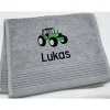 Gästehandtuch ( 30 x 50 cm ) + Traktor Motiv Nr. 94 + Name / Kinderhandtuch