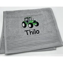 Gästehandtuch ( 30 x 50 cm ) + Traktor Motiv Nr. 94 + Name / Kinderhandtuch