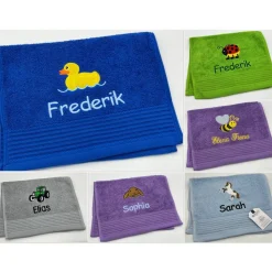 Gästehandtuch ( 30 x 50 cm ) mit Stickmotiv nach Wahl + Name / Kinder Handtuch