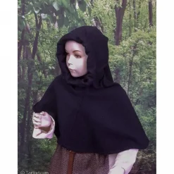 Gugel  für Kinder und Erwachsene, dunkelgraue Kapuze Wolle, Wikinger, Ritter & Räuber Mittelalter, Larp