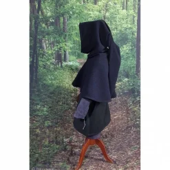 Gugel  für Kinder und Erwachsene, dunkelgraue Kapuze Wolle, Wikinger, Ritter & Räuber Mittelalter, Larp