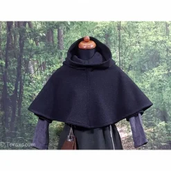 Gugel  für Kinder und Erwachsene, dunkelgraue Kapuze Wolle, Wikinger, Ritter & Räuber Mittelalter, Larp