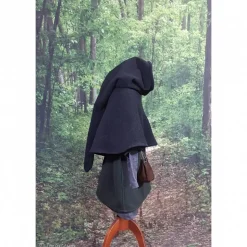 Gugel  für Kinder und Erwachsene, dunkelgraue Kapuze Wolle, Wikinger, Ritter & Räuber Mittelalter, Larp