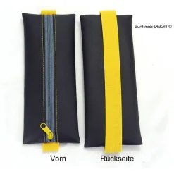 Gummibandmäppchen Kunstleder schwarz, A5 Kalender, A4 Ordner, gelb grau, handmade by BuntMixxDESIGN