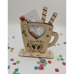 Gutschein Aufsteller aus Holz – Personalisiertes Geldgeschenk zum Geburtstag & Jubiläum