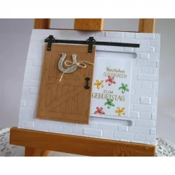 Gutschein, Glückwunschkarte zum Geburtstag, Grußkarte mit Schiebetür, Gutschein für Reitstunden