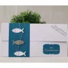 Gutschein- oder Geldgeschenkverpackung Kommunion - Konfirmation - Taufe, Weiß-Petrol mit Fischen