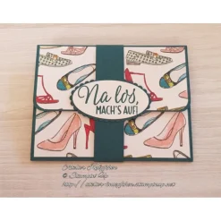Gutscheinkarte: Na los, mach's auf! ~ Motiv: Schuhe / High Heels ~ 10,5 x 8 cm