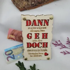 Gutscheinkarte  Rente Ruhestand Jobwechsel Geldkarte Holzkarte  Geschenk