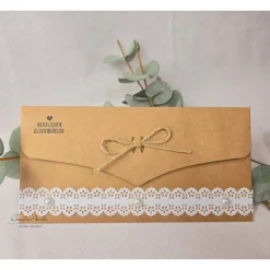 Gutscheinkarte zum Geburtstag oder zur Hochzeit - Braun-Weiß mit Halbperlen