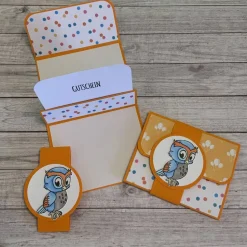 Gutscheinkarten Verpackungen mit Grußkartenfunktion zum Geburtstag, Geldgeschenk mit Glückwünschen, Kinder, Handarbeit