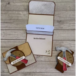 Gutscheinkarten Verpackungen mit Grußkartenfunktion zum Geburtstag, Geldgeschenk mit Glückwünschen Umschlag, Handarbeit