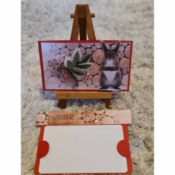 Gutscheinverpackung " Winter " Tannenzapfen , Eichhörnchen , Holzoptik