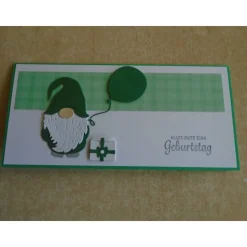 Gutscheinverpackung   Geburtstagsverpackung  Wichtel Geldgeschenk   Geburtstag Konzertkarte grün Verpackung