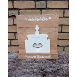 Gutscheinverpackung Geburtstagstorte aus Raysin für Geldgeschenke oder Gutscheine