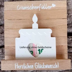 Gutscheinverpackung Geburtstagstorte aus Raysin für Geldgeschenke oder Gutscheine