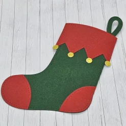 Gutscheinverpackung Weihnachtssocke Elfen-Design – handgefertigt aus 300 g/m² Fotokarton