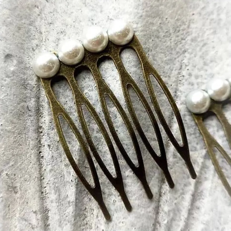 Haarkamm im Vintage-Stil, silber-oder bronzefarben,  Cabochon, Antik-Stil