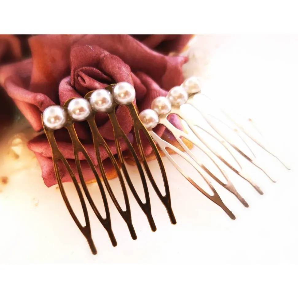 Haarkamm im Vintage-Stil, silber-oder bronzefarben,  Cabochon, Antik-Stil