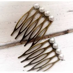 Haarkamm im Vintage-Stil, silber-oder bronzefarben,  Cabochon, Antik-Stil