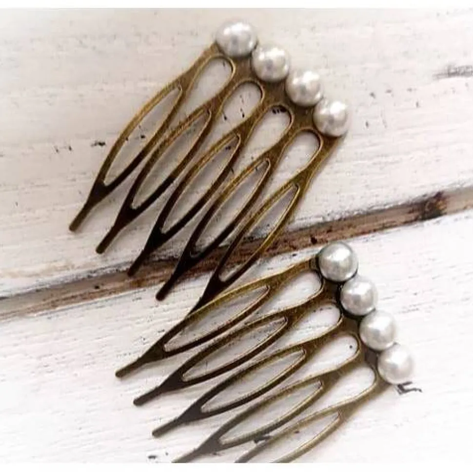 Haarkamm im Vintage-Stil, silber-oder bronzefarben,  Cabochon, Antik-Stil