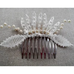 Haarschmuck Haarkämmchen Haarkrönchen Hochzeit geklöppelt Handarbeit Haarkamm Hochzeit Brautschmuck