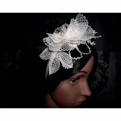 Haarschmuck ivory Haarreif Unikat Hochzeit  geklöppelt Handarbeit  Brautschmuck