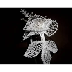 Haarschmuck weiß Haarreif Hochzeit geklöppelt Handarbeit Brautschmuck