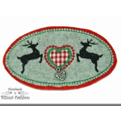 Haarspange Oktoberfest mit Hirsch. Trachten Haarschmuck aus Wollstoff bestickt