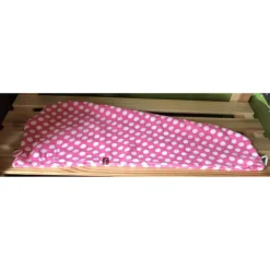 Haarturban aus DDR Frottee – Rosa mit weißen Punkten – Handtuch Turban Nostalgie und Ostalgie