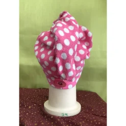 Haarturban aus DDR Frottee – Rosa mit weißen Punkten – Handtuch Turban Nostalgie und Ostalgie