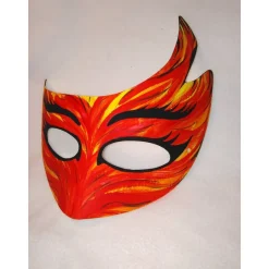 Halbmaske, Feuervogel, Feuerteufel, Teufel, handbemalt, Tiermaske, Pappmache