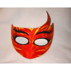 Halbmaske, Feuervogel, Feuerteufel, Teufel, handbemalt, Tiermaske, Pappmache