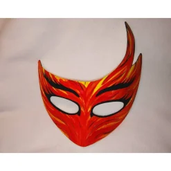 Halbmaske, Feuervogel, Feuerteufel, Teufel, handbemalt, Tiermaske, Pappmache