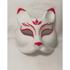 Halbmaske, Fuchs, Maske, japanisch, Kabuki, Kitsune, handbemalt, Tiermaske, Pappmache