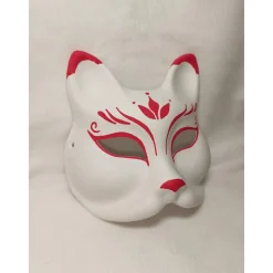 Halbmaske, Fuchs, Maske, japanisch, Kabuki, Kitsune, handbemalt, Tiermaske, Pappmache
