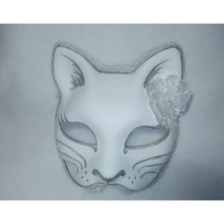 Halbmaske, Katze, Maske, handbemalt, Tiermaske, Pappmache