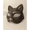 Halbmaske, Katze, schwarz, Maske, handbemalt, Tiermaske, Pappmache