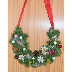 Halbrunder Tür-/Wandkranz grün-weiß-rot