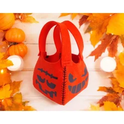 Halloween Beutel aus Filz mit Kürbisgesichtern
