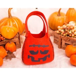 Halloween Beutel aus Filz mit Kürbisgesichtern