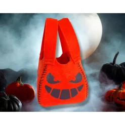 Halloween Beutel aus Filz mit Kürbisgesichtern