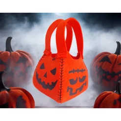 Halloween Beutel aus Filz mit Kürbisgesichtern