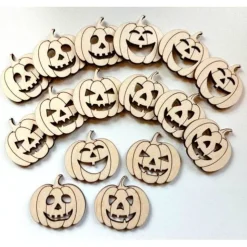 Halloween Kürbisse 16-Teile Holz zum Basteln Verzieren Gestalten Streu Tischstreu DIY