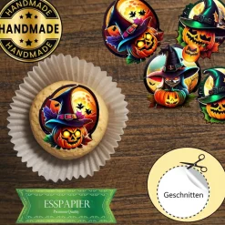 Halloween Tortendekoration Muffin Aufleger Kürbisse Hexenhut essbar modern